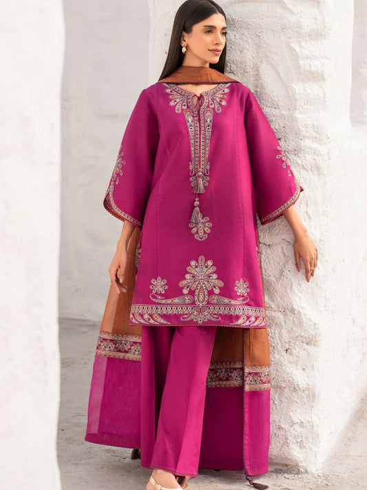 Lawn Full Embroidered Shirt Lawn Embroidered Sleeves Lawn Dyed Trouser Four Sided Printed Embroidered Chiffon Dupatta
