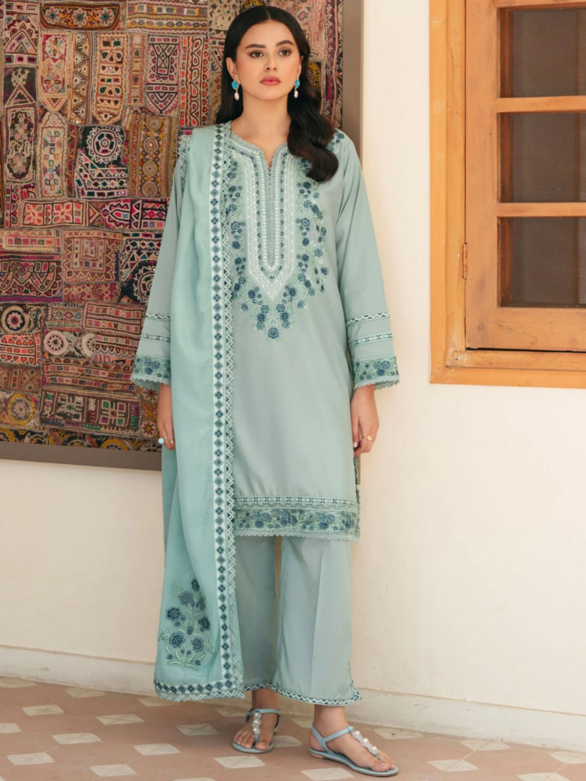 Lawn 3pc unstitched embroiered summer collection article