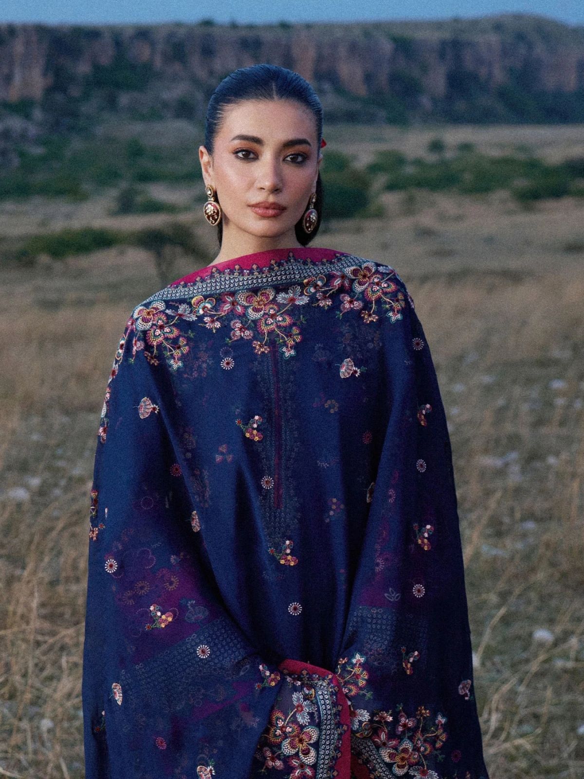 Dhanak 3pc unstitched winter collection emroidered suit