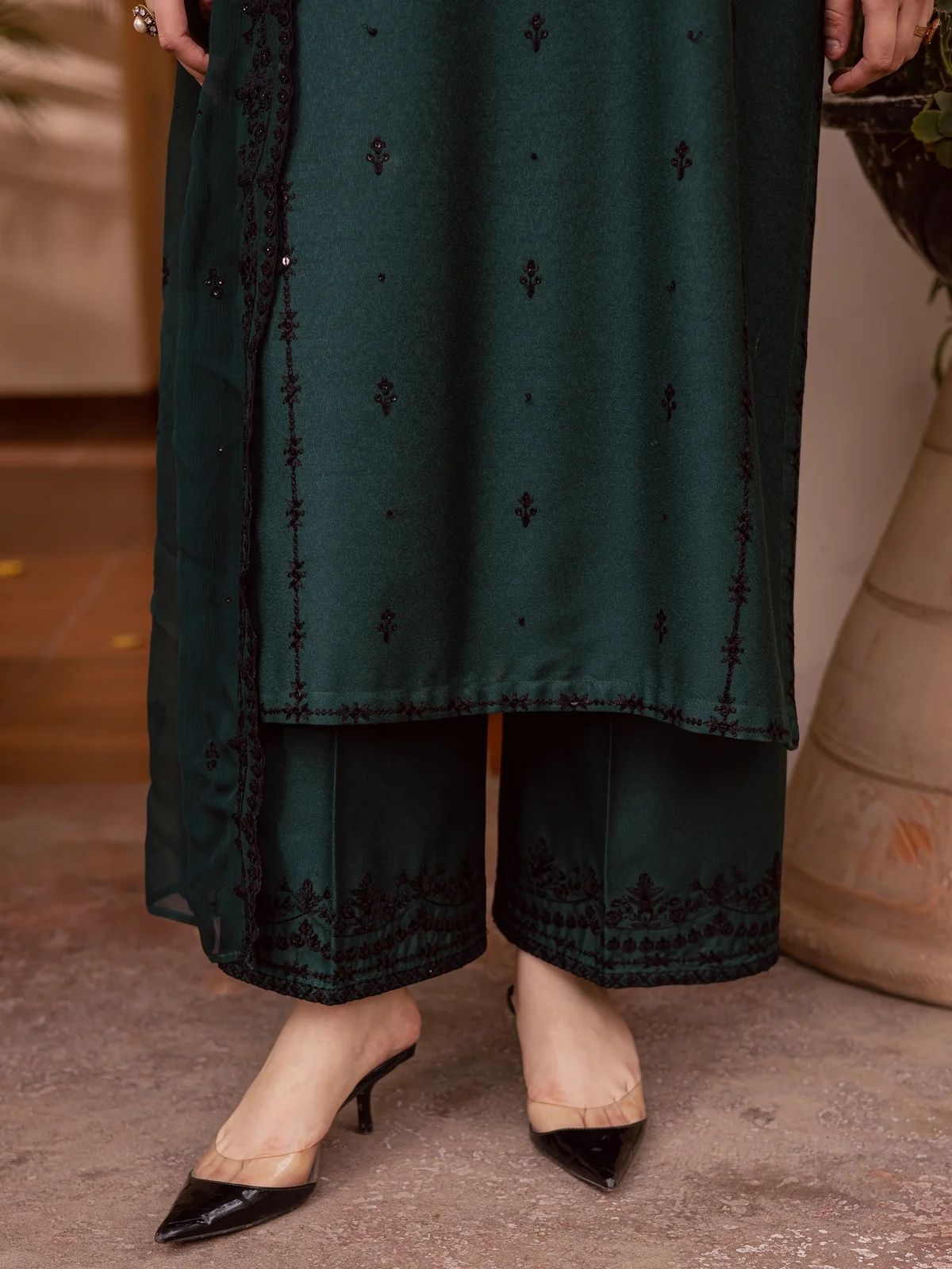 Dhanak 3pc unstitched Winter Collection embroidered suit