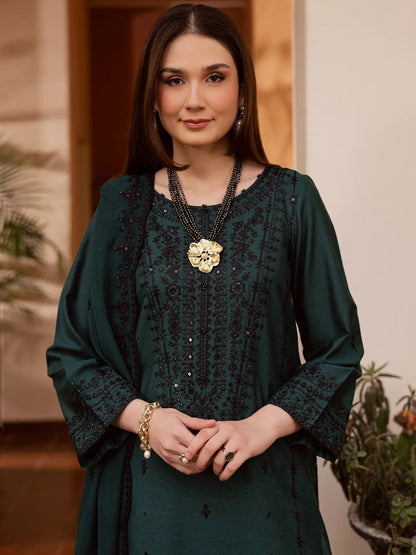 Dhanak 3pc unstitched Winter Collection embroidered suit