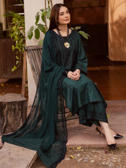Dhanak 3pc unstitched Winter Collection embroidered suit