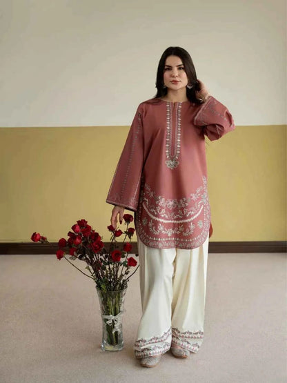 Dhanak 2pc unstiched winter collection embroidered suit