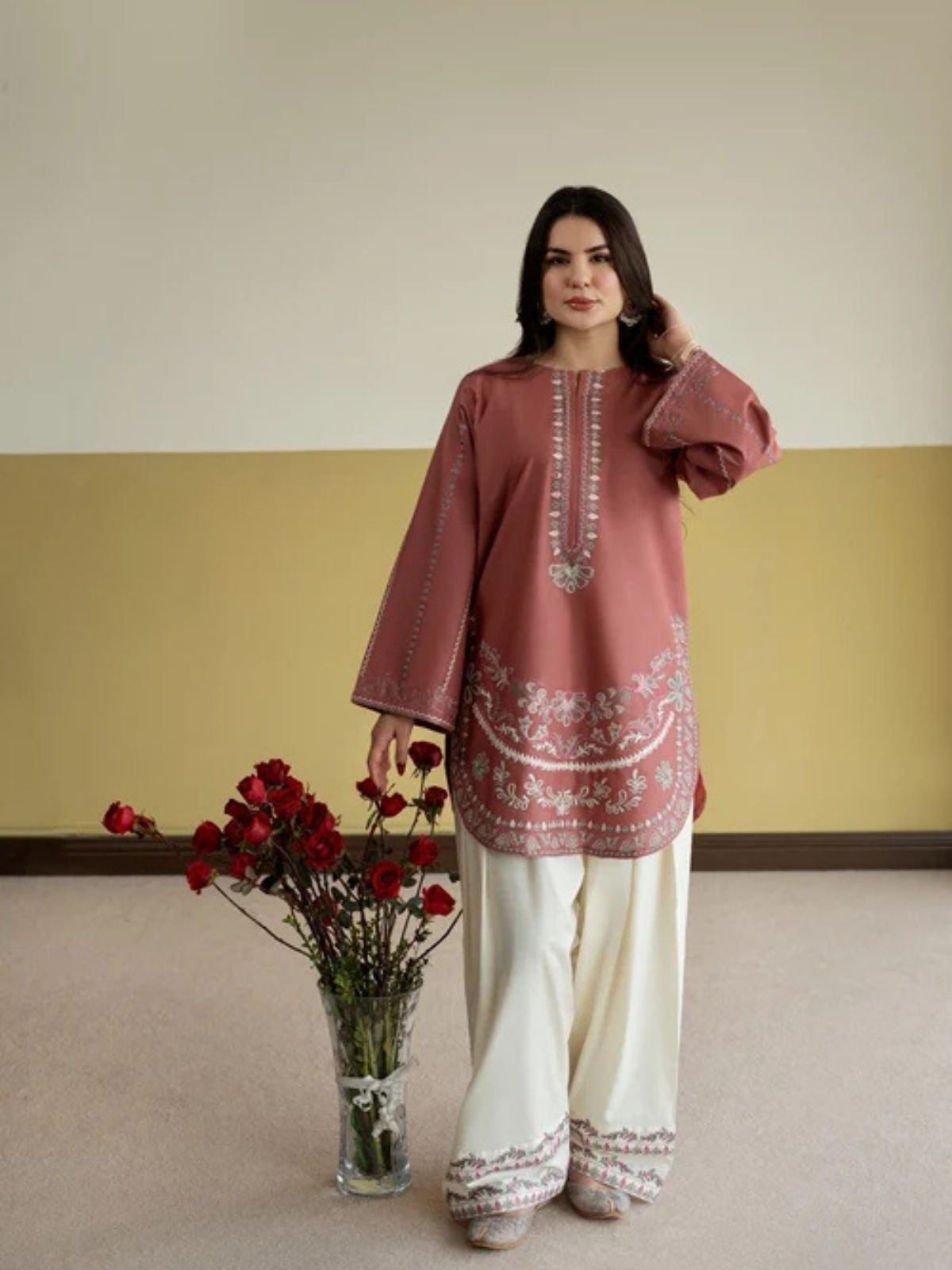 Dhanak 2pc unstiched winter collection embroidered suit