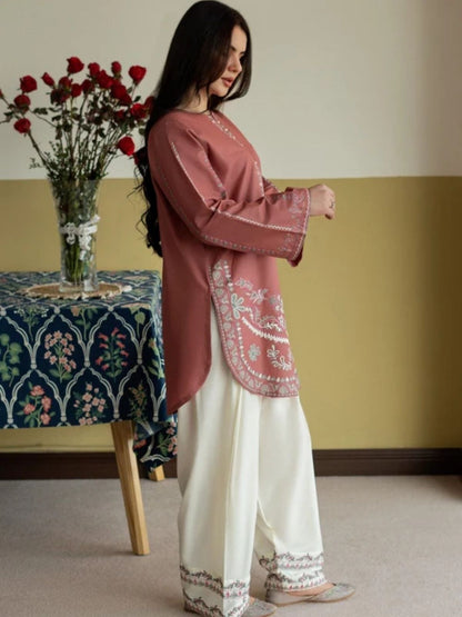 Dhanak 2pc unstiched winter collection embroidered suit