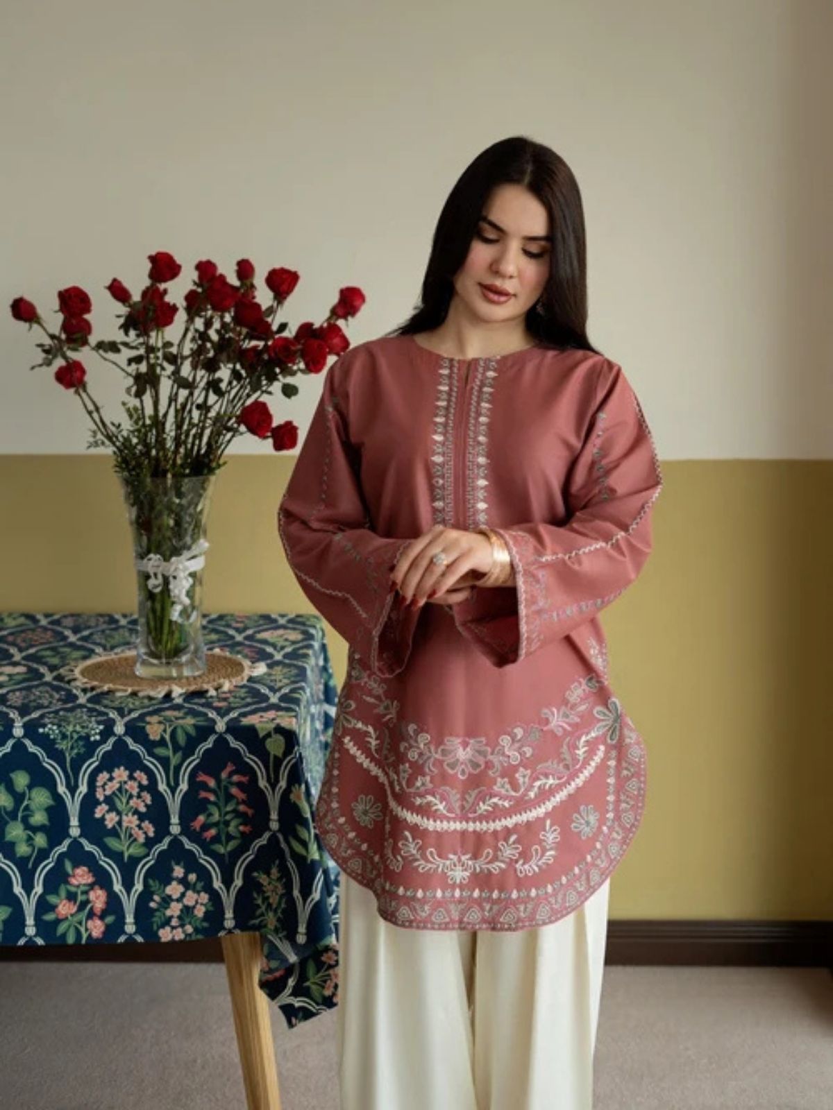 Dhanak 2pc unstiched winter collection embroidered suit