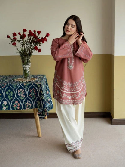 Dhanak 2pc unstiched winter collection embroidered suit