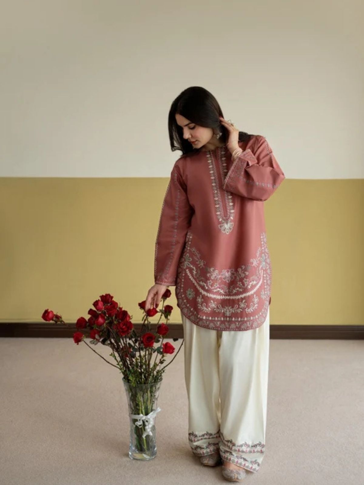Dhanak 2pc unstiched winter collection embroidered suit