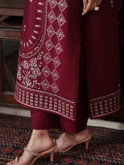 Dhanak 3pc unstitched embroiered winter collection suit