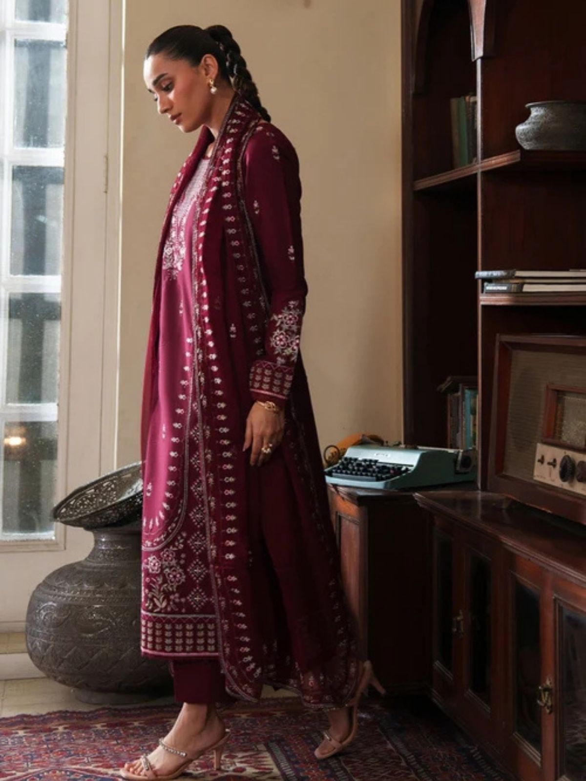 Dhanak 3pc unstitched embroiered winter collection suit