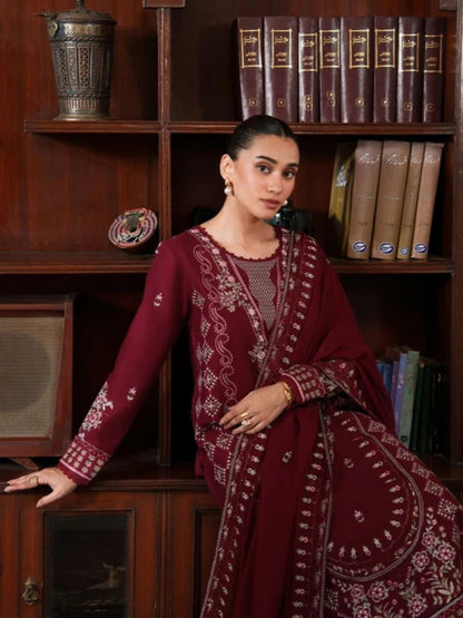 Dhanak 3pc unstitched embroiered winter collection suit