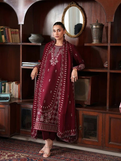 Dhanak 3pc unstitched embroiered winter collection suit