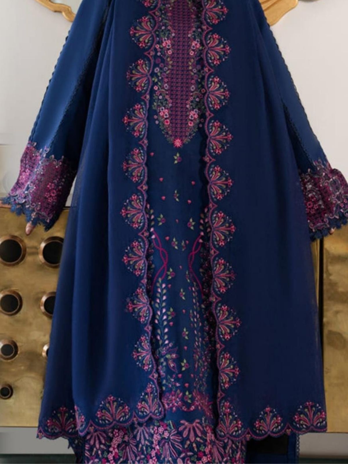Dhanak 3pc unstitched embroidered winter collection suit