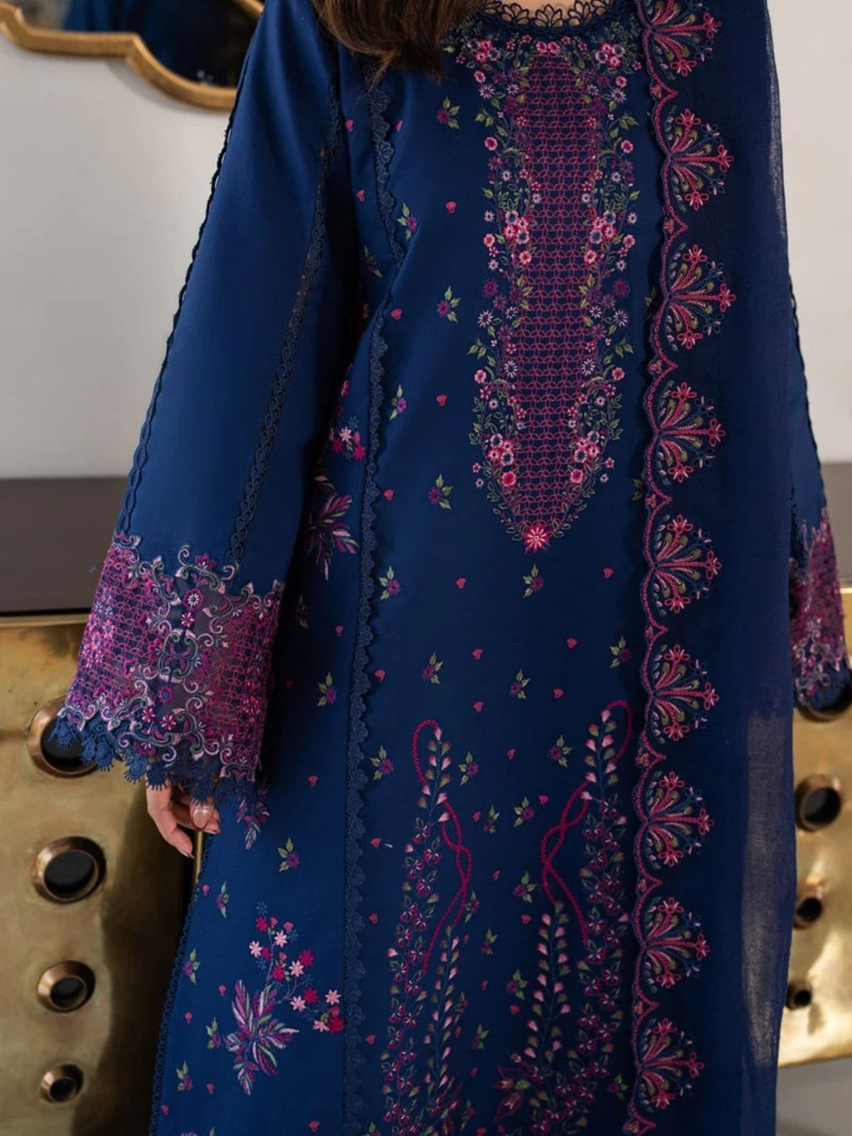 Dhanak 3pc unstitched embroidered winter collection suit