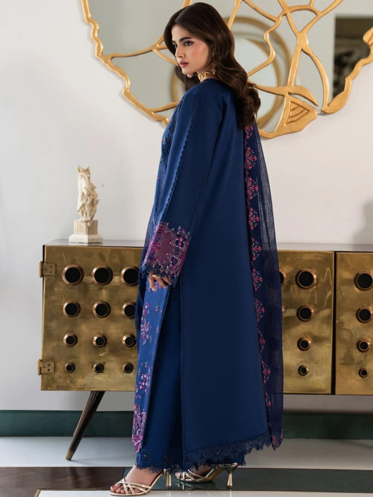 Dhanak 3pc unstitched embroidered winter collection suit