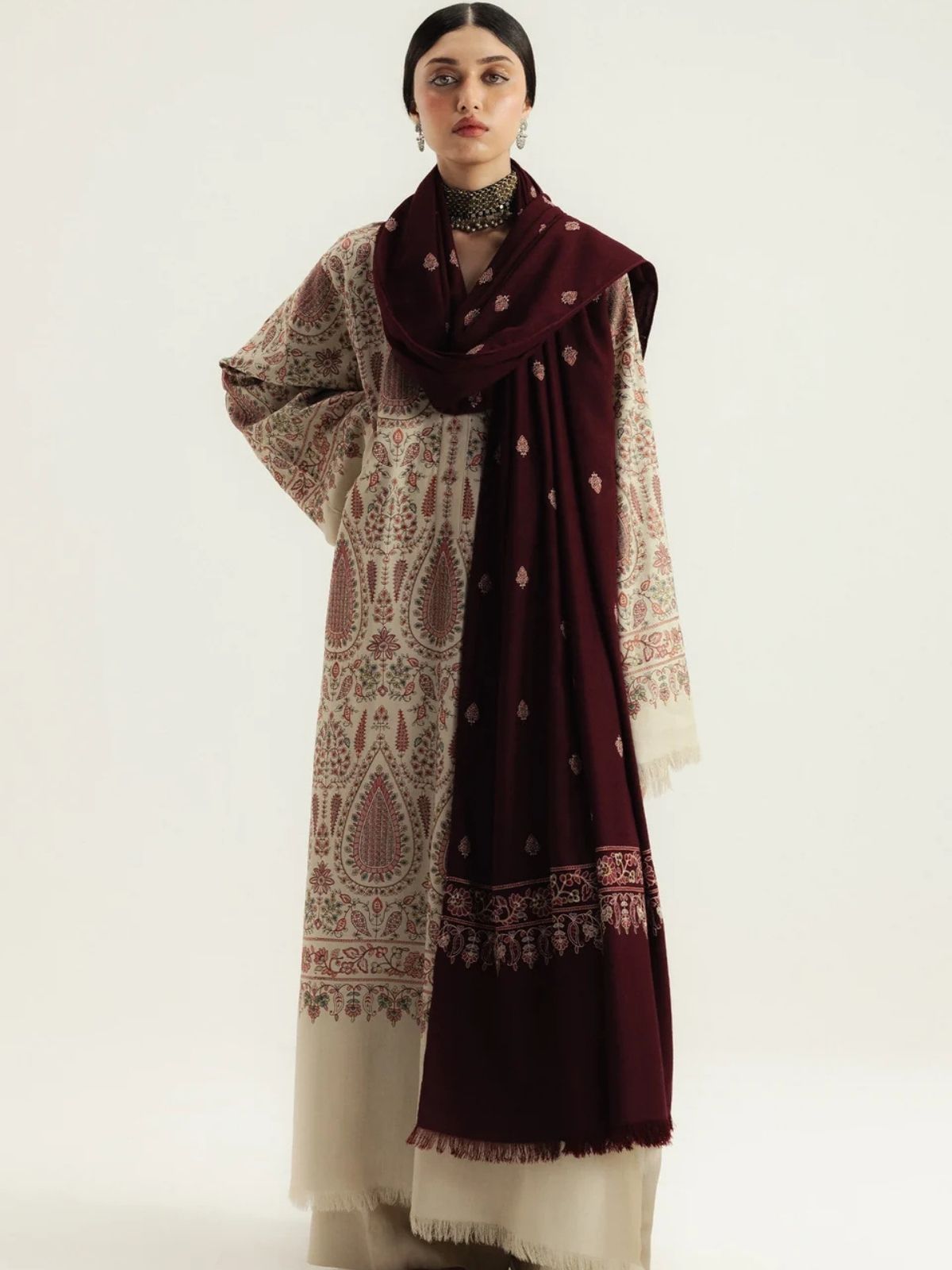 Dhanak 3pc embroiered winter collection suit