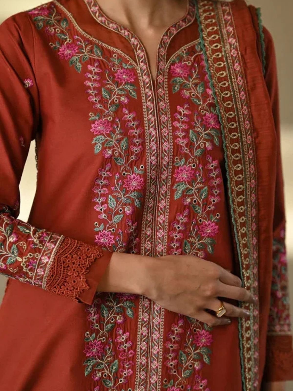 Dhanak 3pc unstitched winter colection embroidered suit