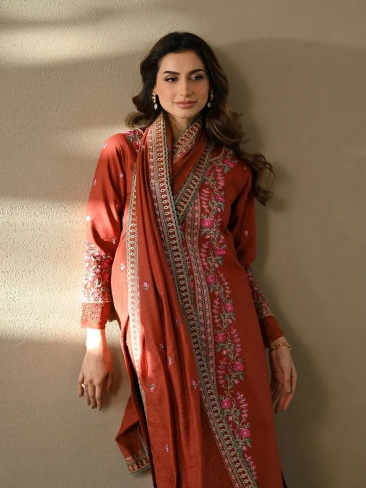 Dhanak 3pc unstitched winter colection embroidered suit