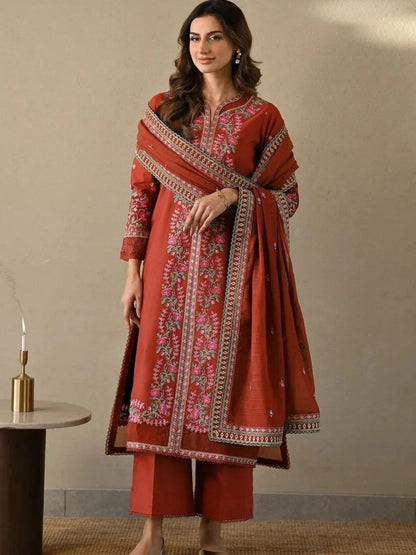 Dhanak 3pc unstitched winter colection embroidered suit