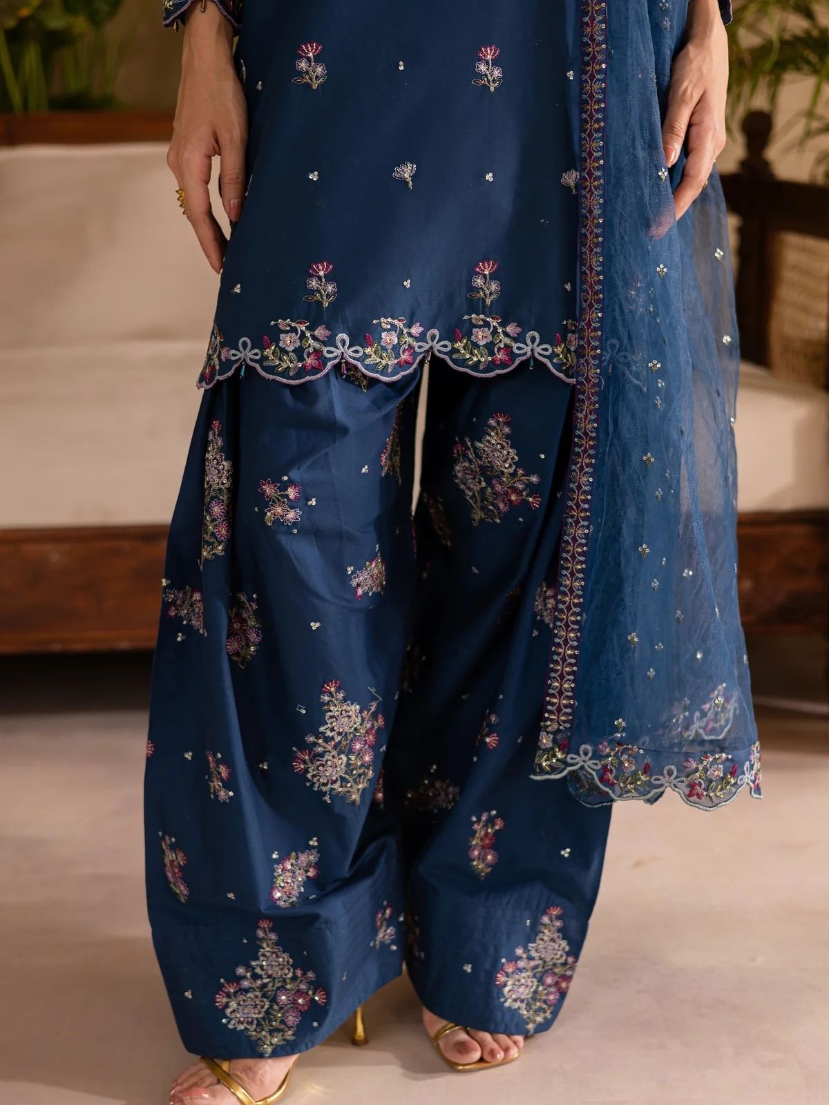 Dhanak 3pc unstitched embroiered winter collection suit