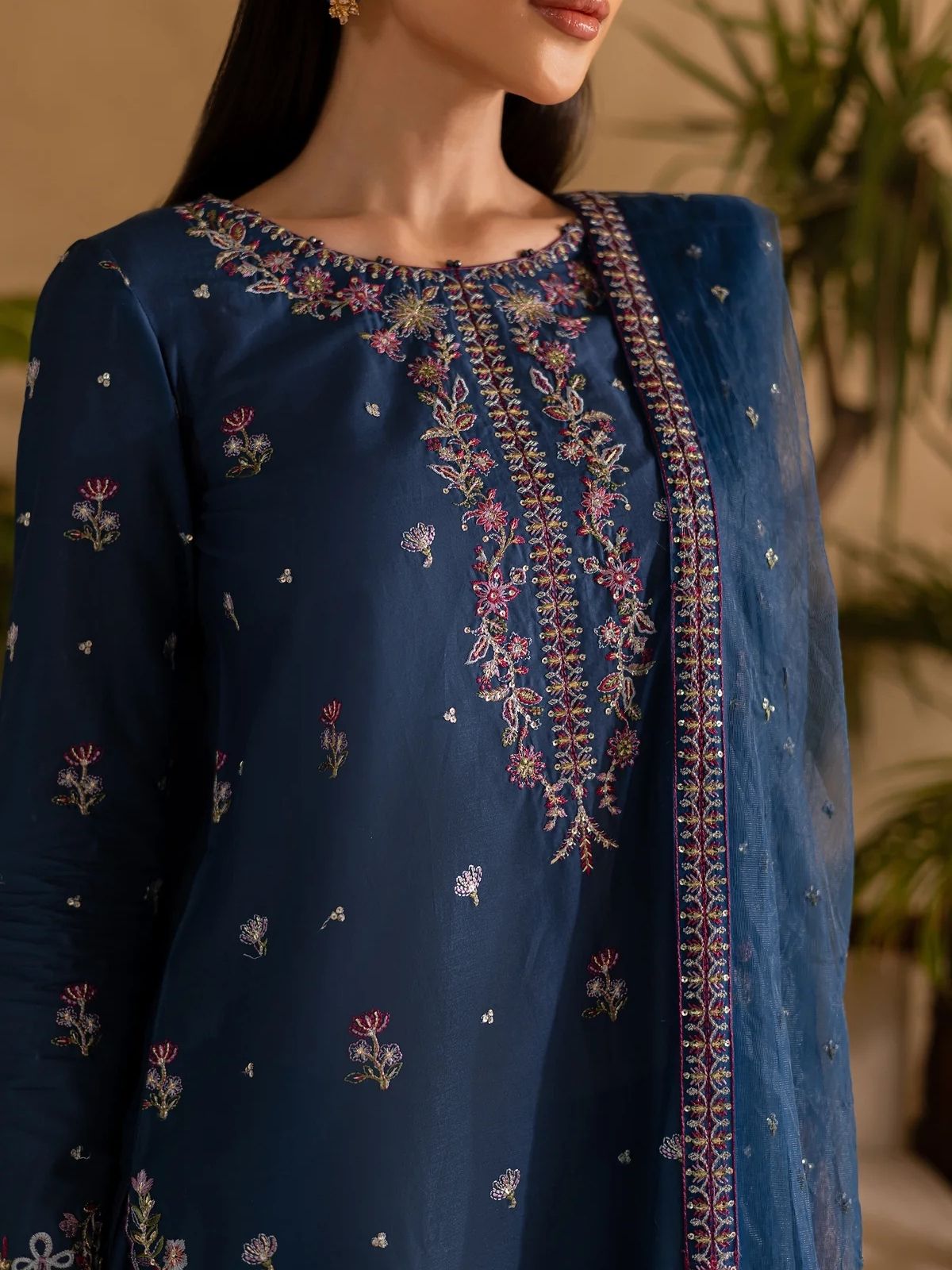 Dhanak 3pc unstitched embroiered winter collection suit