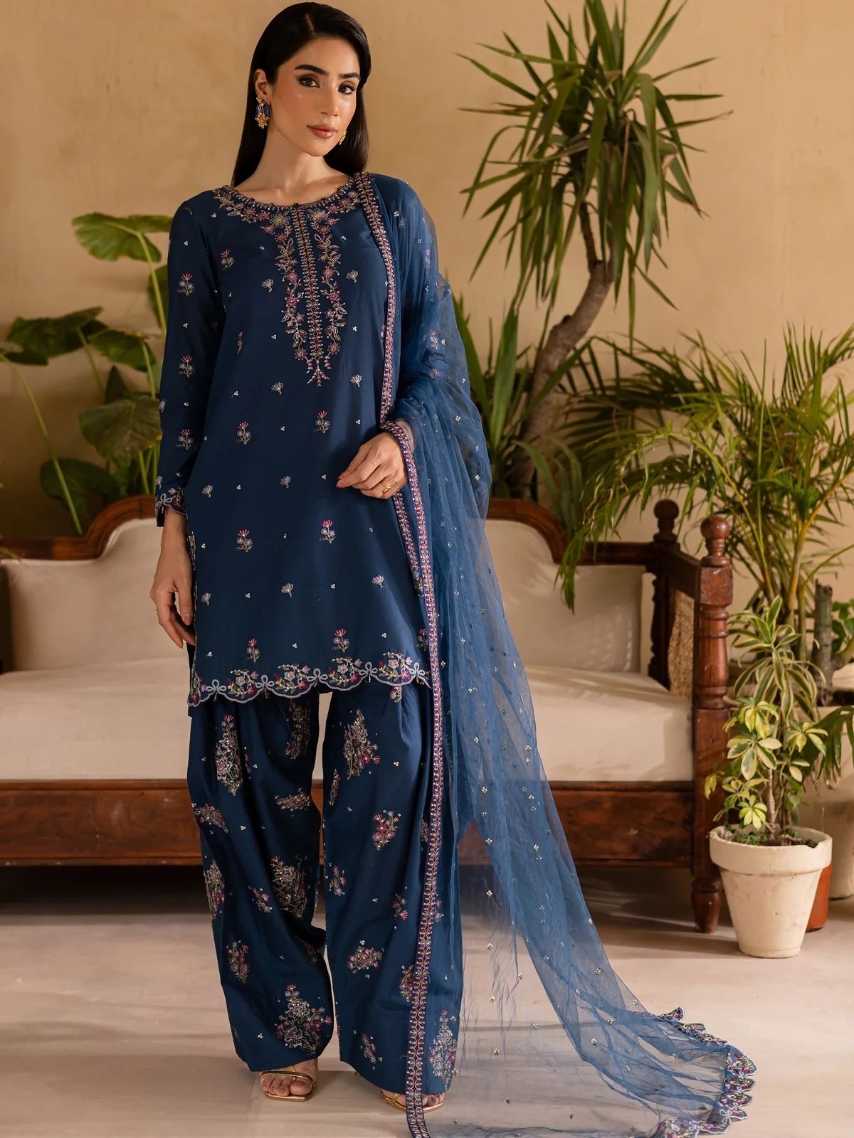 Dhanak 3pc unstitched embroiered winter collection suit