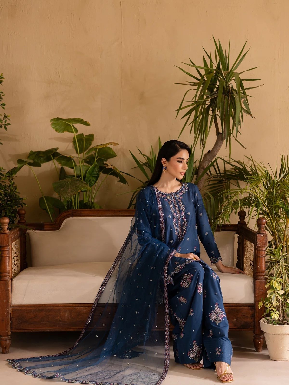 Dhanak 3pc unstitched embroiered winter collection suit