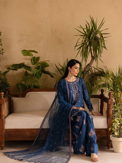 Dhanak 3pc unstitched embroiered winter collection suit