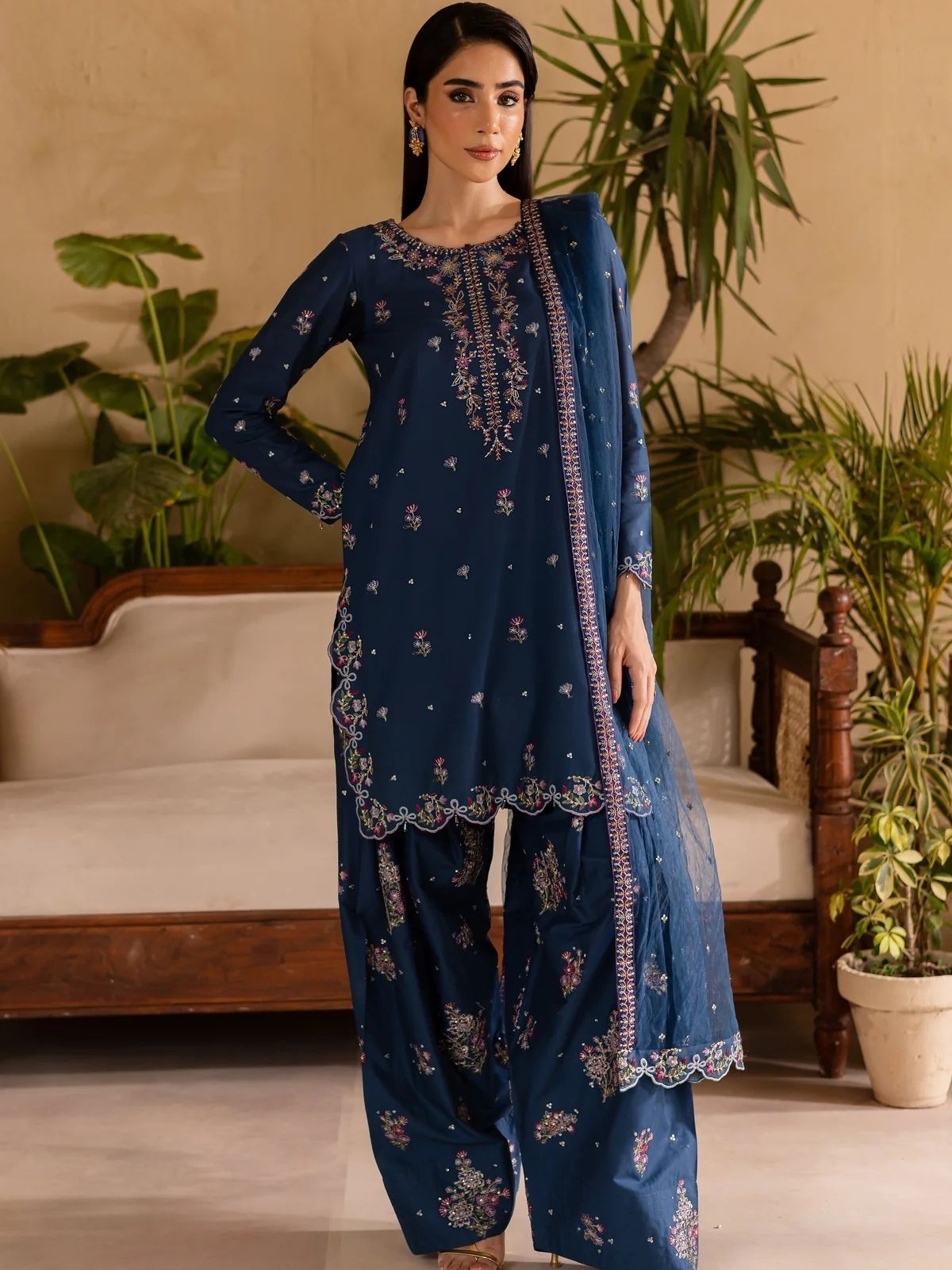 Dhanak 3pc unstitched embroiered winter collection suit