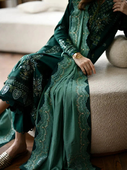 Dhanak 3pc unstitched winter collection embroidered suit