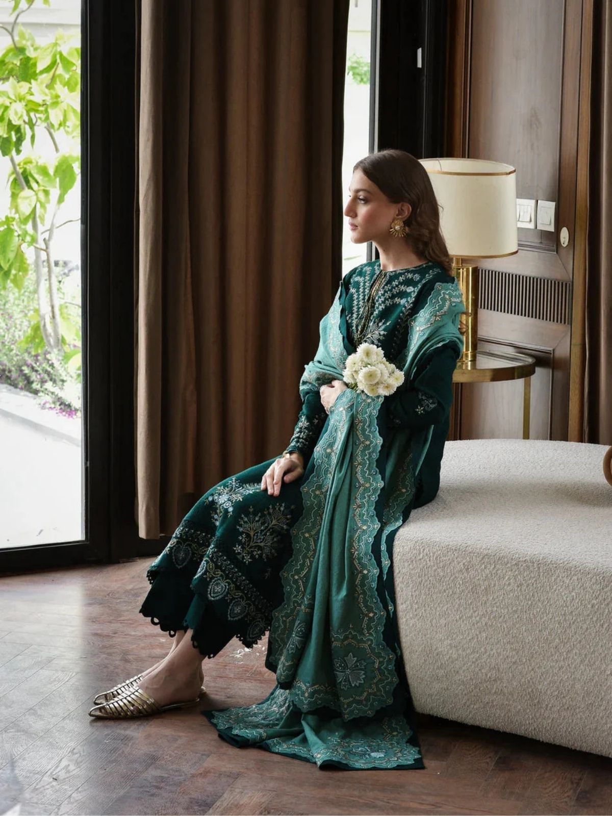 Dhanak 3pc unstitched winter collection embroidered suit