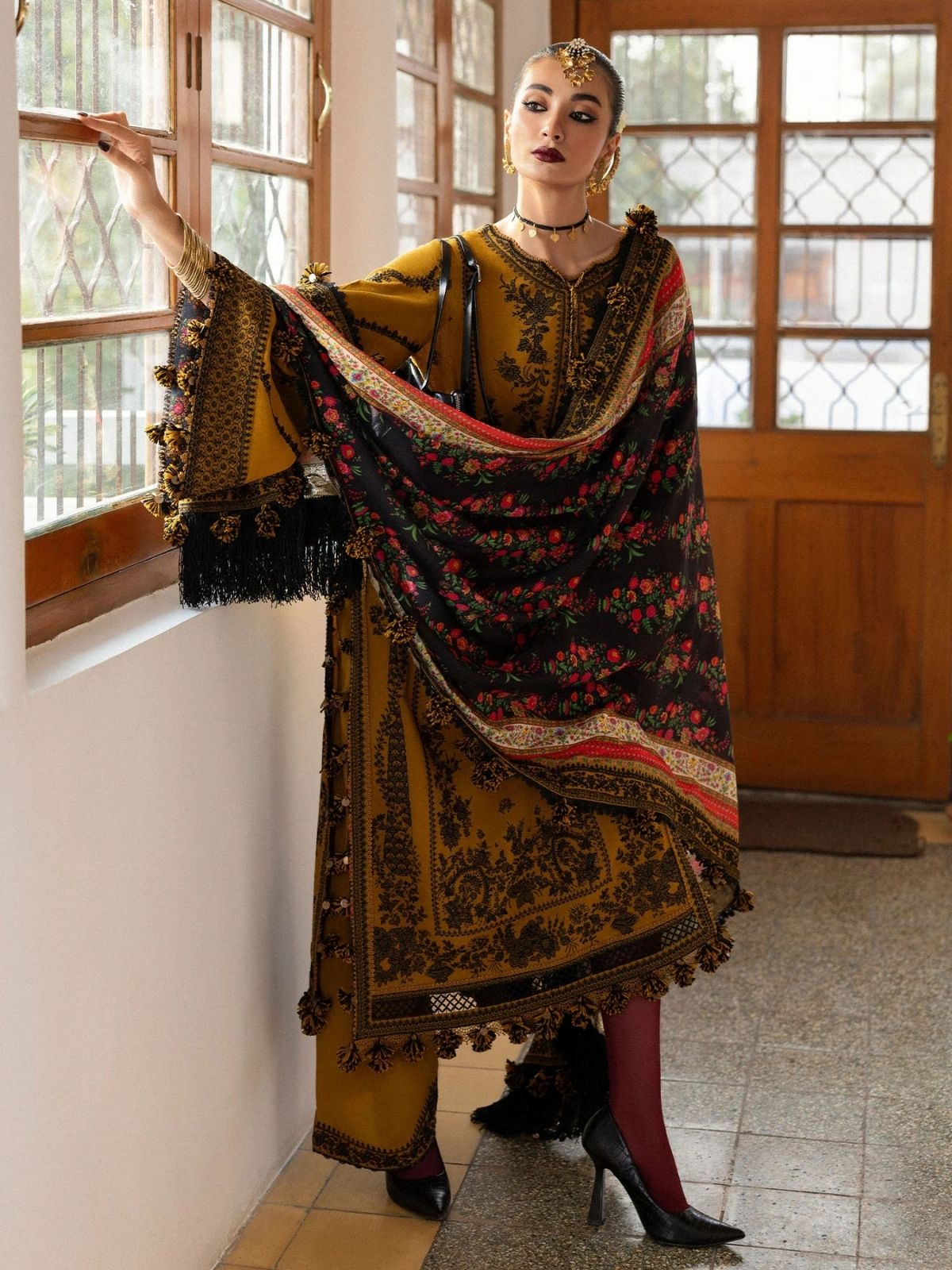 Dhanak 3pc unstitched fully embroidered winter collection suit