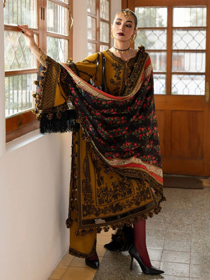 Dhanak 3pc unstitched fully embroidered winter collection suit