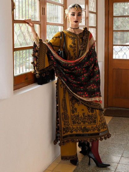 Dhanak 3pc unstitched fully embroidered winter collection suit