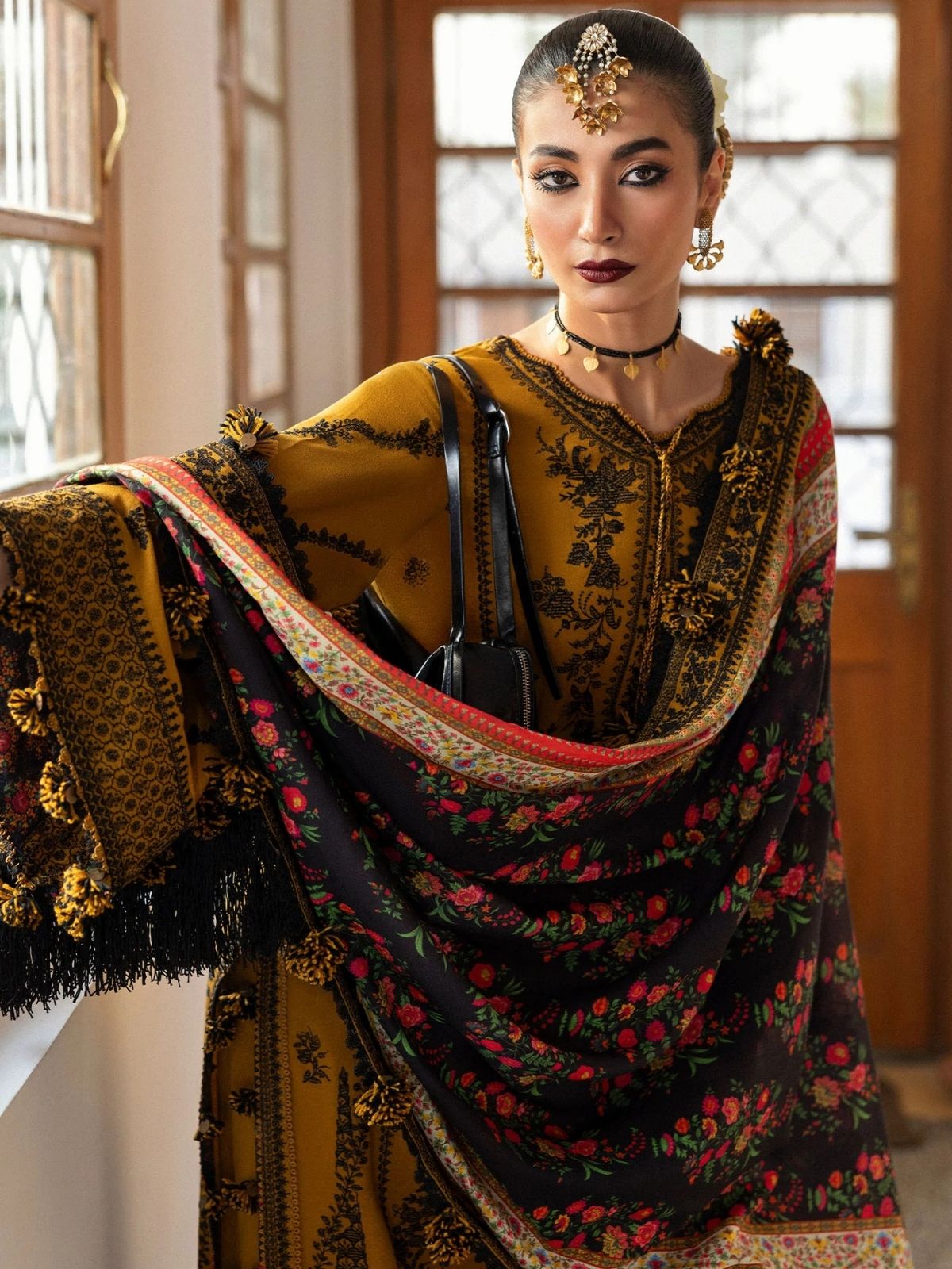Dhanak 3pc unstitched fully embroidered winter collection suit