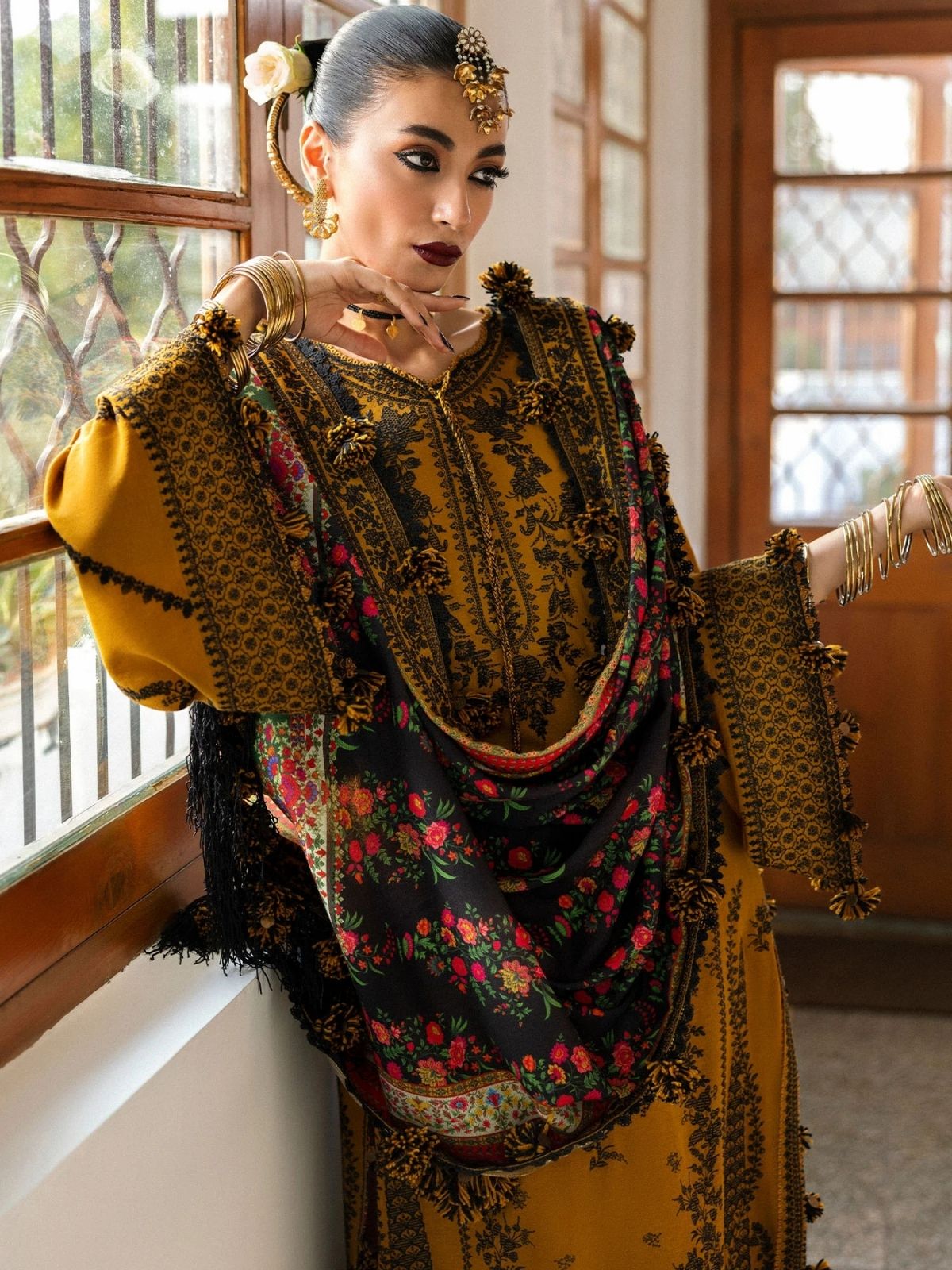Dhanak 3pc unstitched fully embroidered winter collection suit