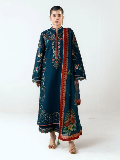 Dhanak 3pc unstitched winter collection embroiered suit