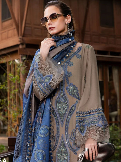 Dhanak 3pc unstitched winter collection embroidered suit