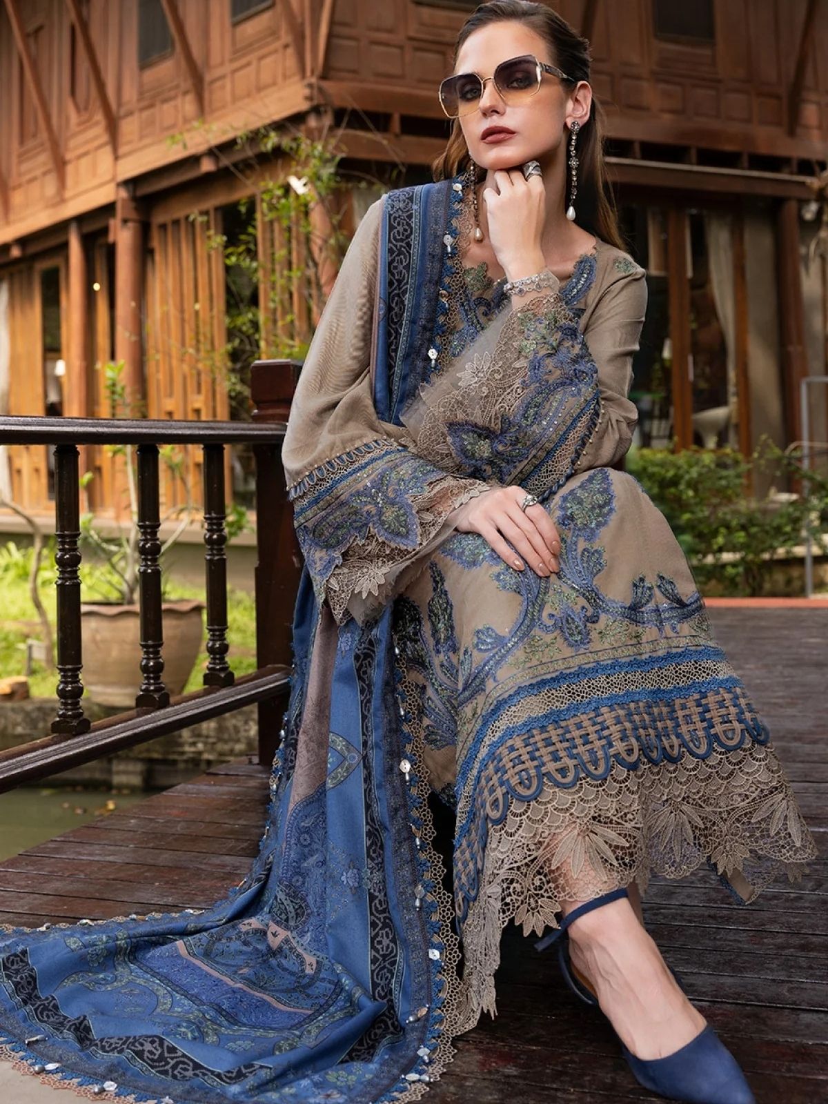 Dhanak 3pc unstitched winter collection embroidered suit
