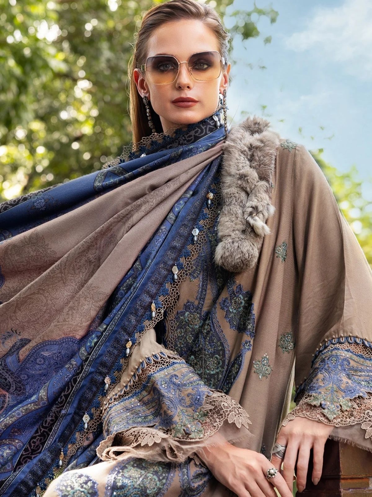 Dhanak 3pc unstitched winter collection embroidered suit