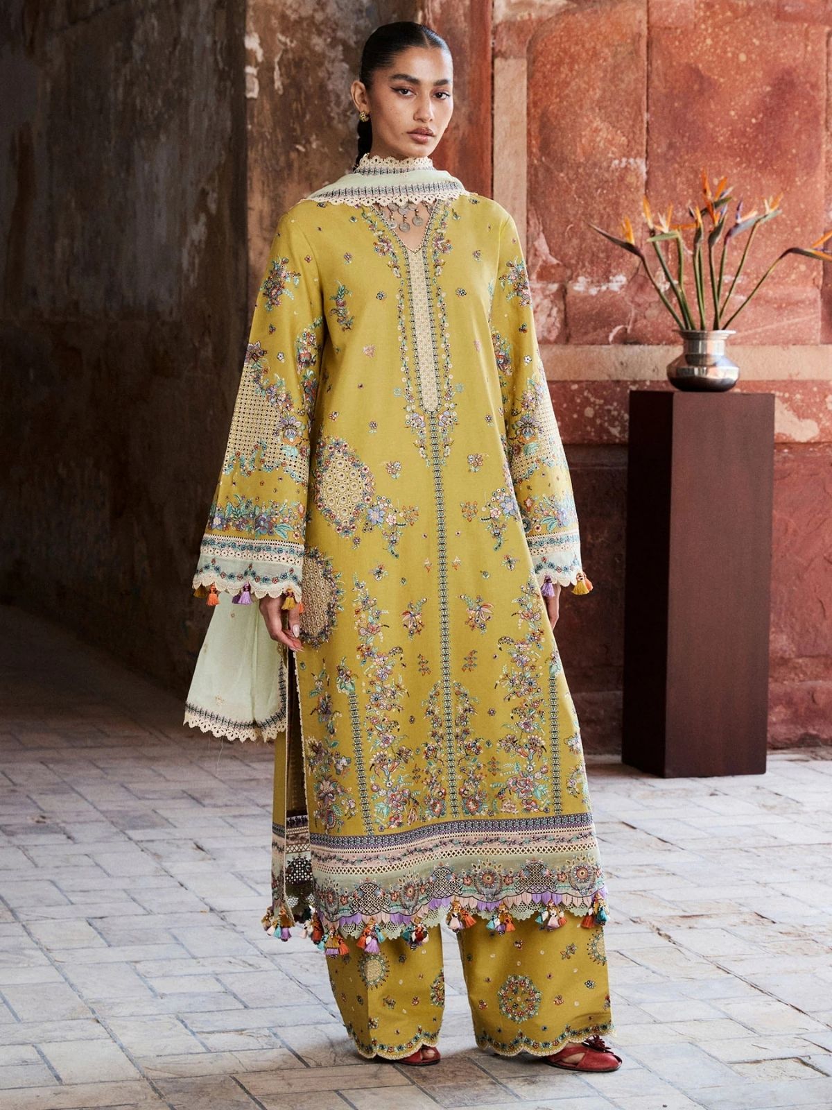 Dhanak 3pc unstitched winter collection embroidered suit