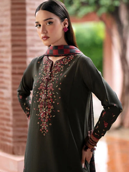 Dhanak 3pc unstitched winter collection embroidered suit