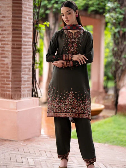 Dhanak 3pc unstitched winter collection embroidered suit