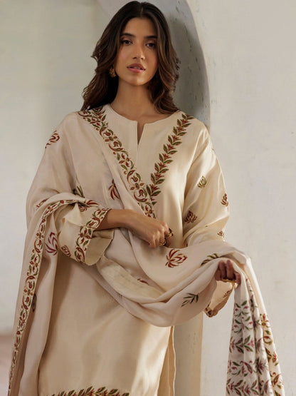 Dhanak 3pc unstitched embriodered winter collection suit