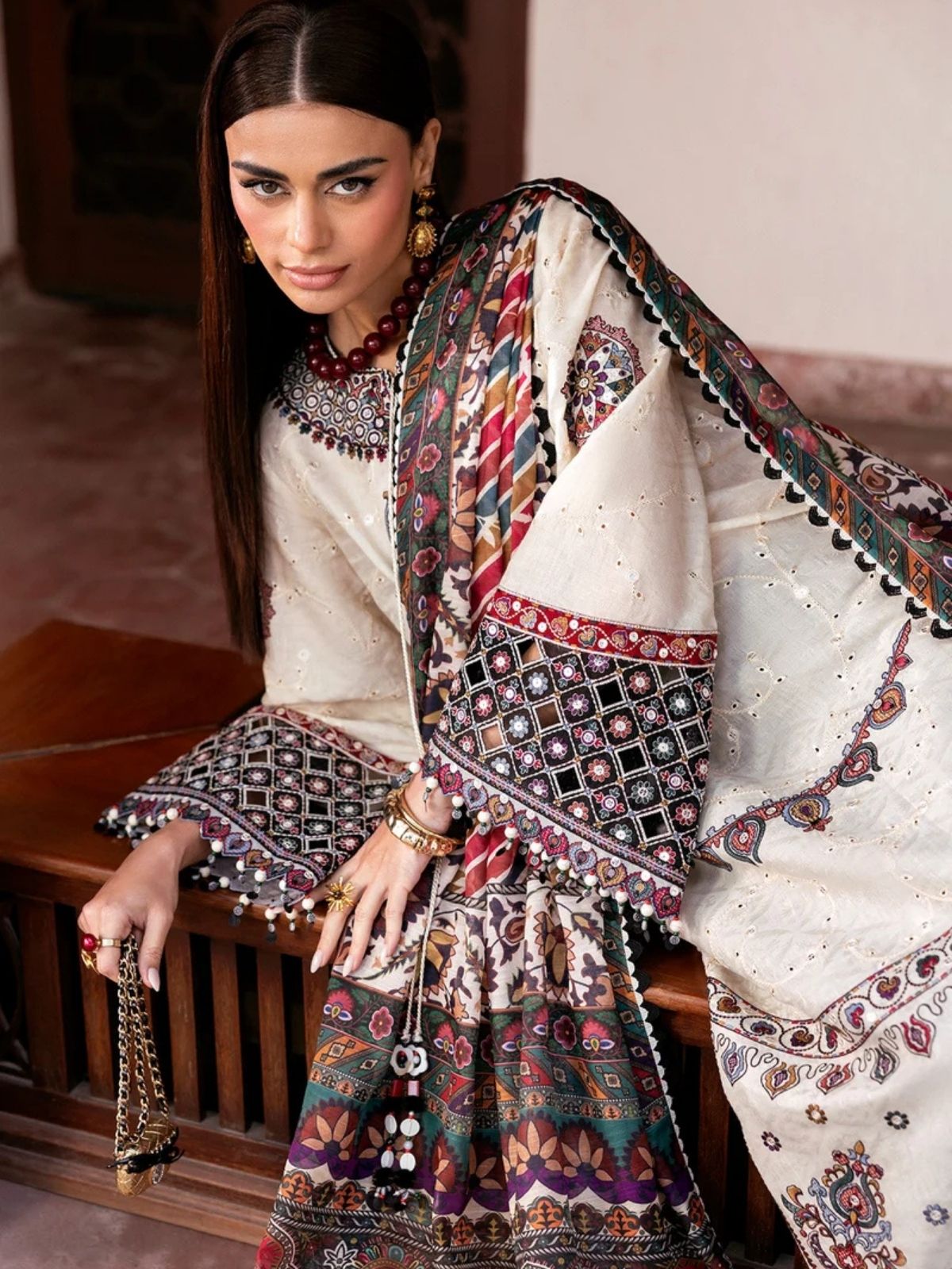 Dhanak 3pc unstitched embroidered winter collection suit