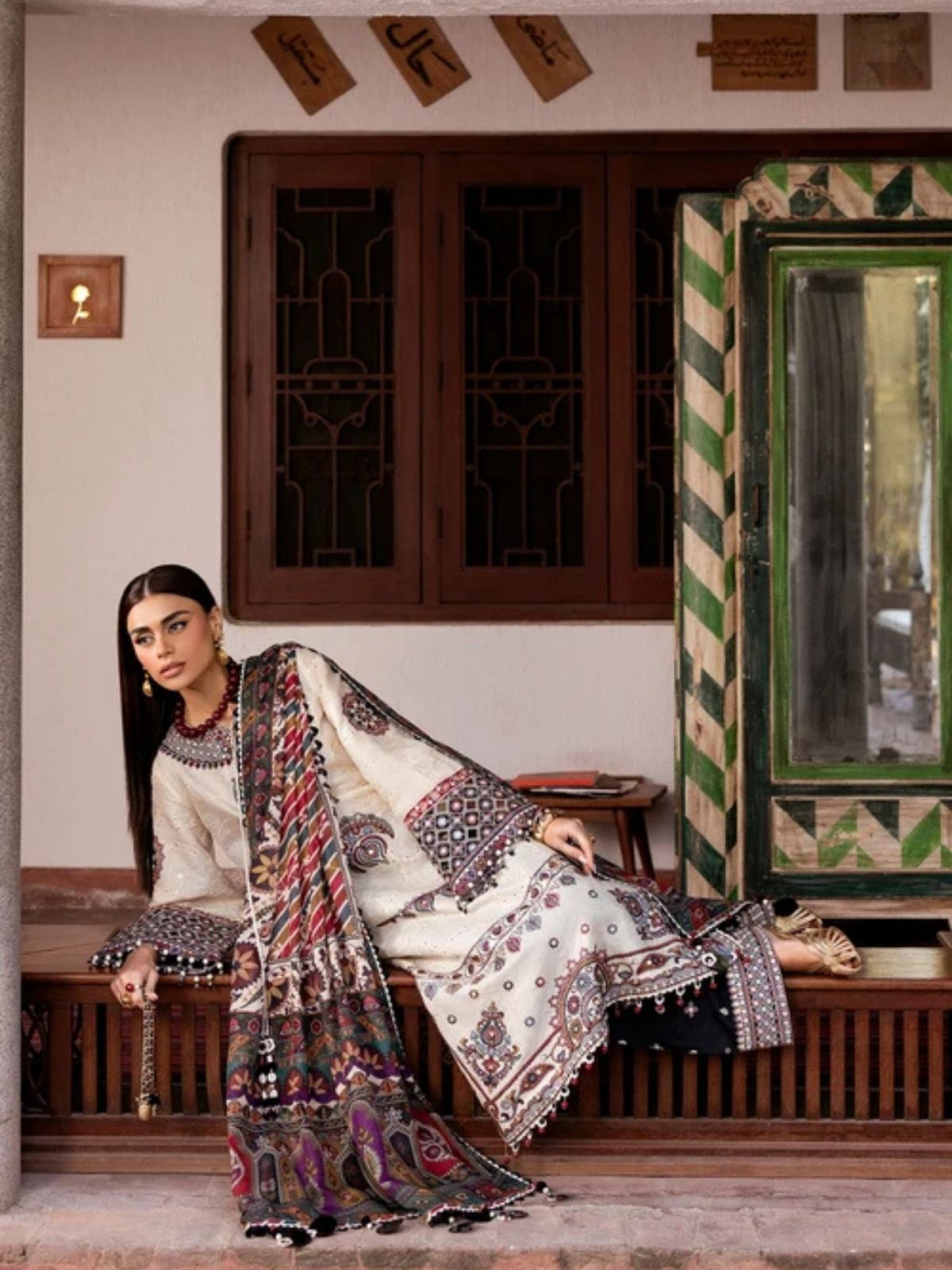 Dhanak 3pc unstitched embroidered winter collection suit