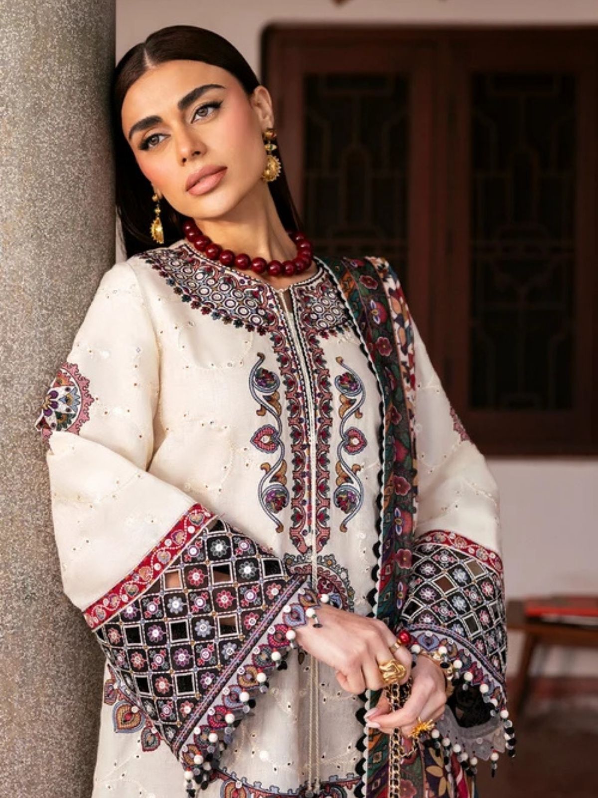Dhanak 3pc unstitched embroidered winter collection suit