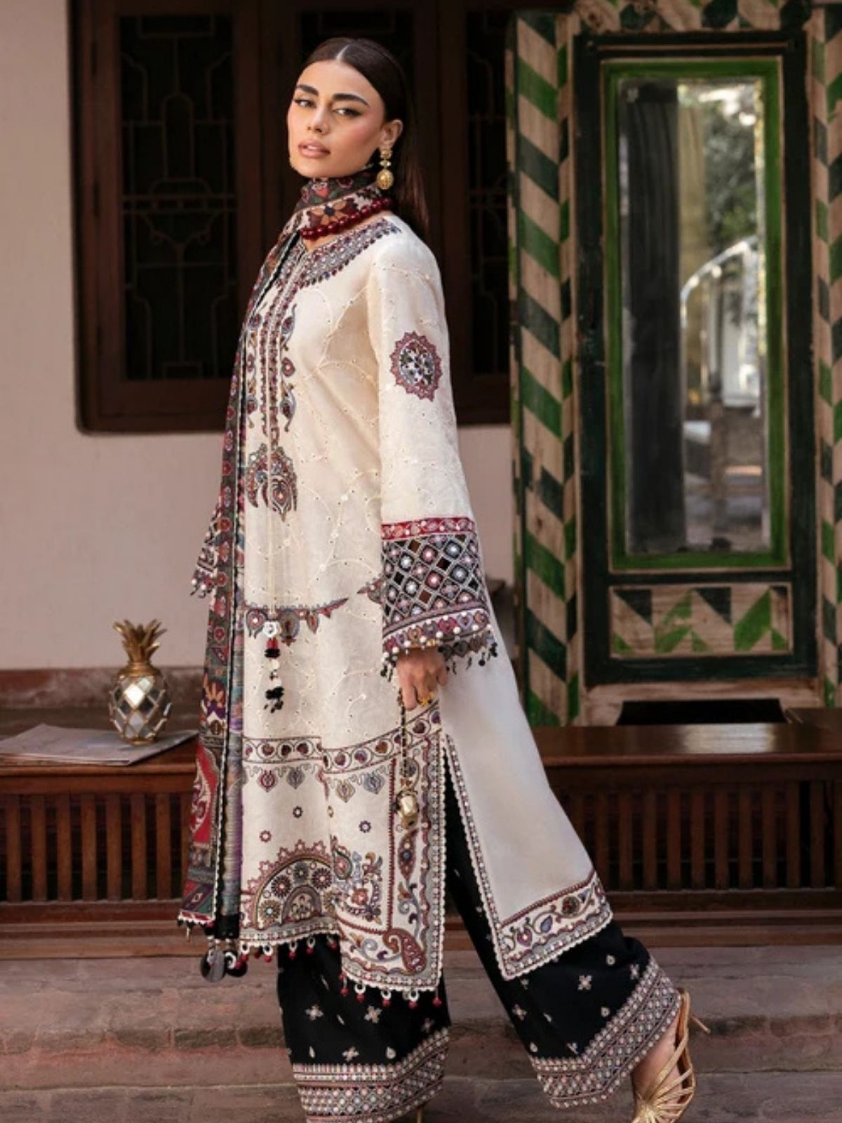 Dhanak 3pc unstitched embroidered winter collection suit