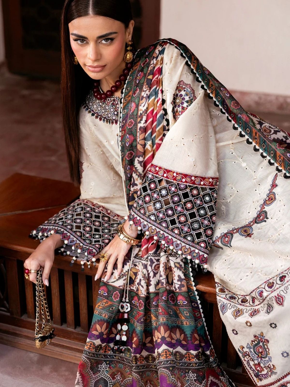Dhanak 3pc unstitched embroidered winter collection suit