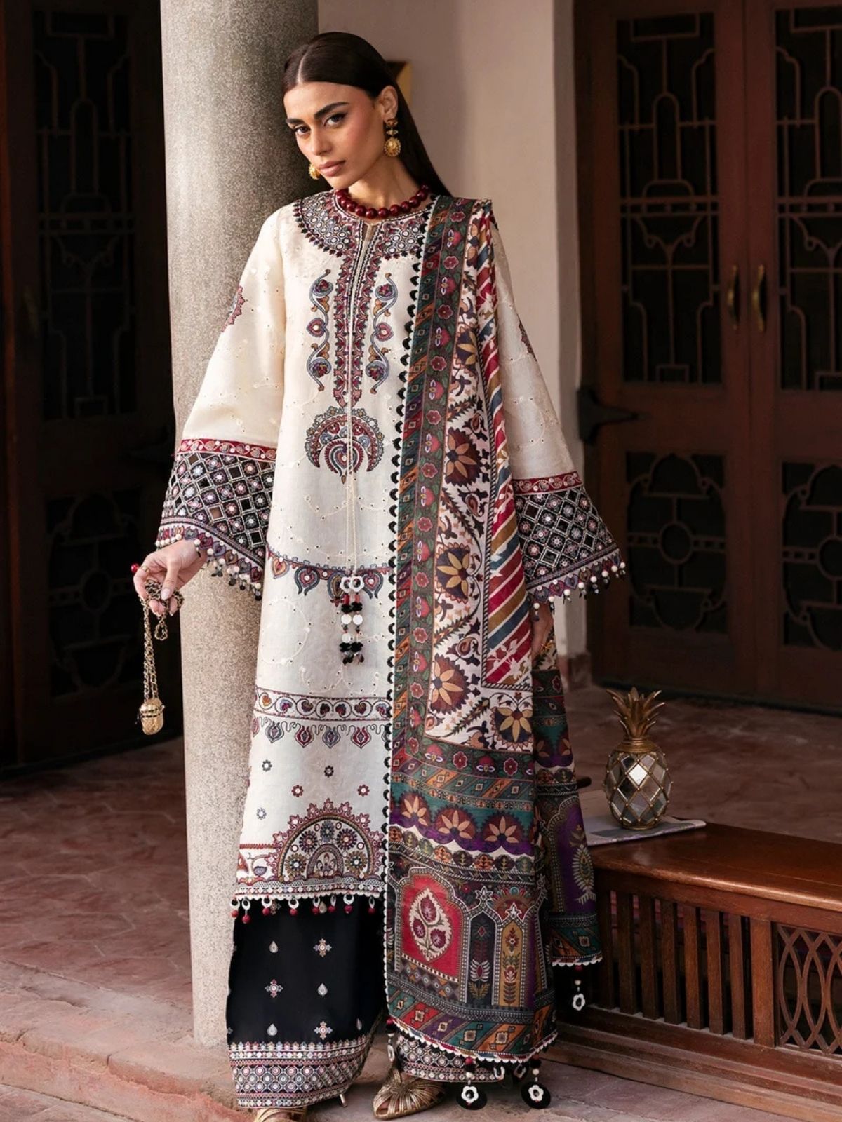 Dhanak 3pc unstitched embroidered winter collection suit